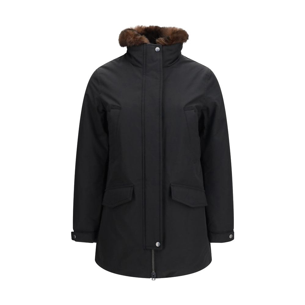 Woolrich Black Cotton Parka for Women