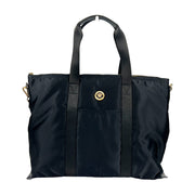 Versace Black Nylon Fabric La Medusa Shoulder Tote Bag for Women