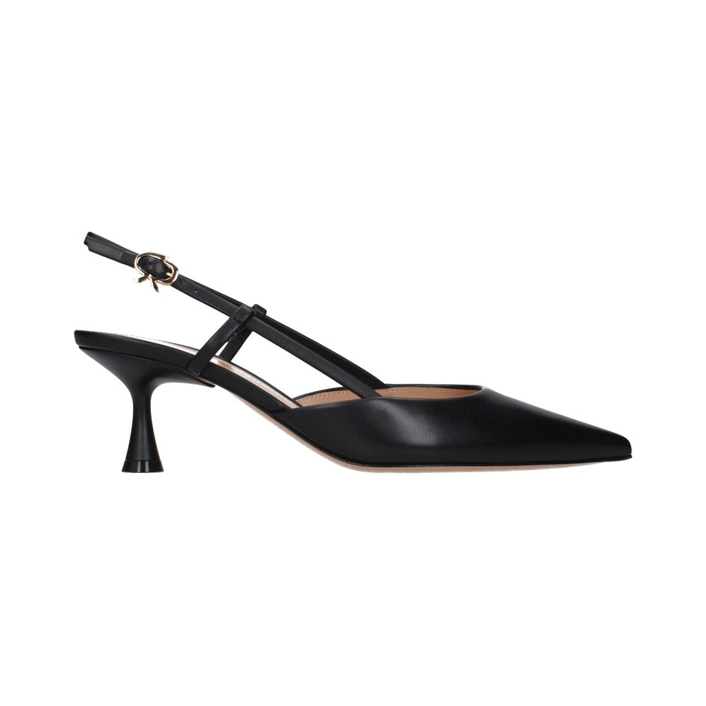 Gianvito Rossi Black Leather Mid Heel Pumps for Women
