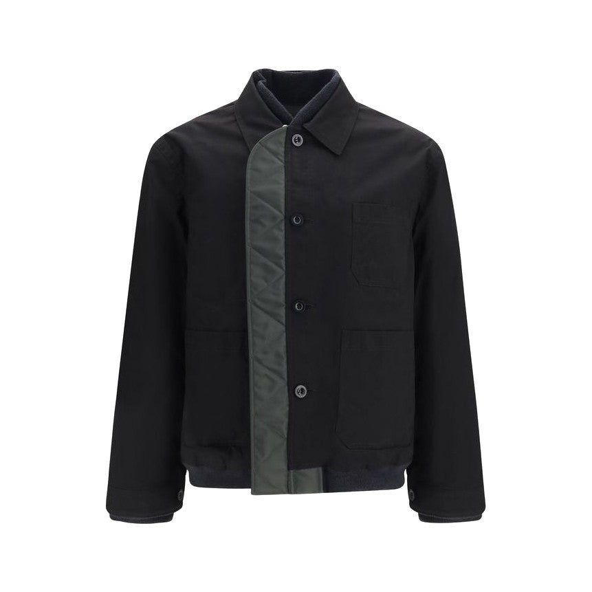 Sacai Black Nylon Bomber for Men