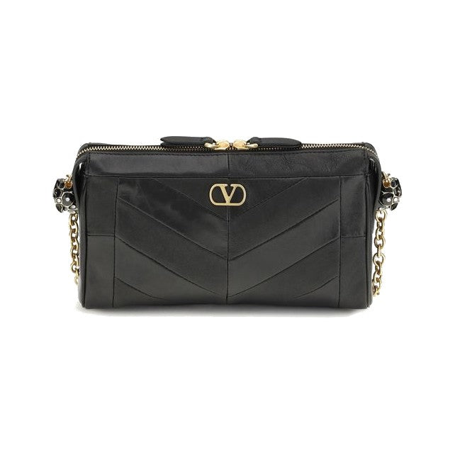 Valentino Garavani Black Napa Leather / Calf Bos Taurus Shoulder Bag for Women