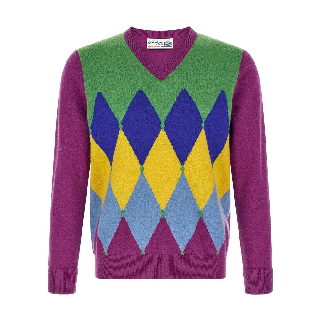 Ballantyne Purple Cashmere Cardigan for Men