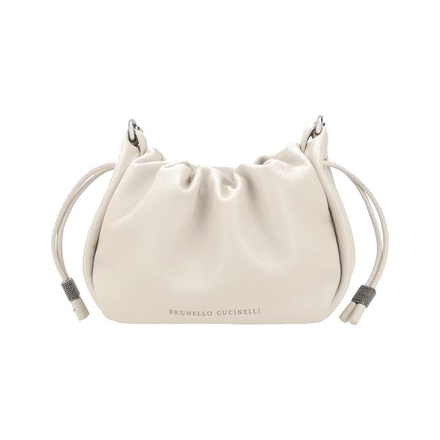 Brunello Cucinelli Beige Calf Leather Bos Taurus Shoulder Bag for Women