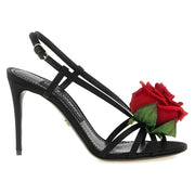 Dolce & Gabbana Black Viscose Stiletto Heel Sandals for Women
