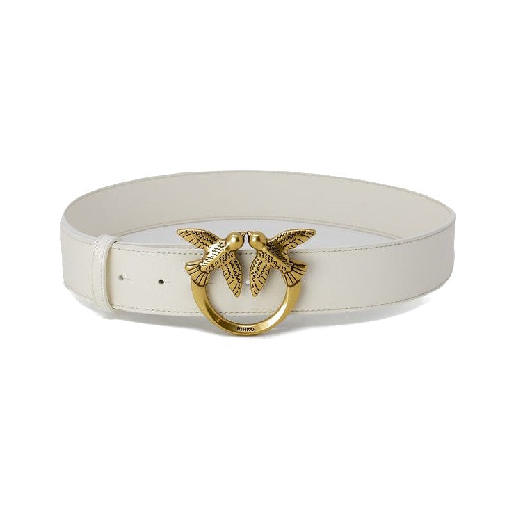 PINKO Cream Leather Regular Belt for Women
