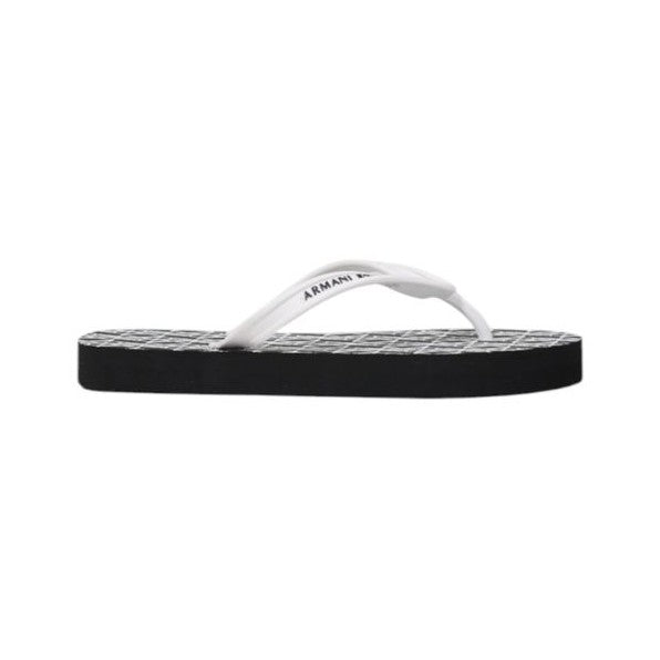Armani Exchange Black And White Rubber Flip-Flop Sandals for Women