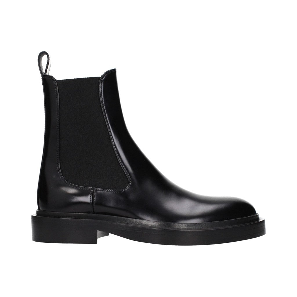 JIL SANDER Black Leather Ankle Boots for Women