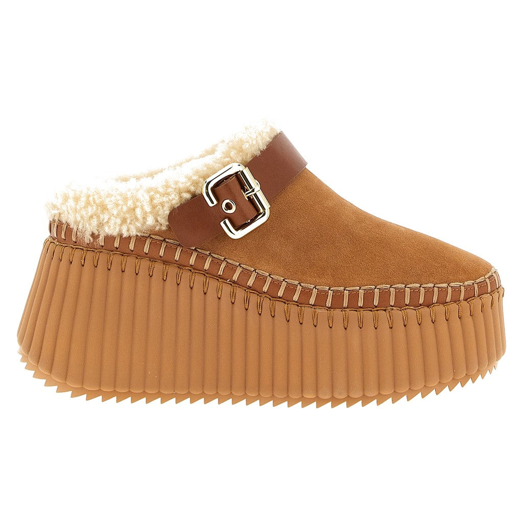 Chloé Brown Cowhide Wedge Sandals for Women