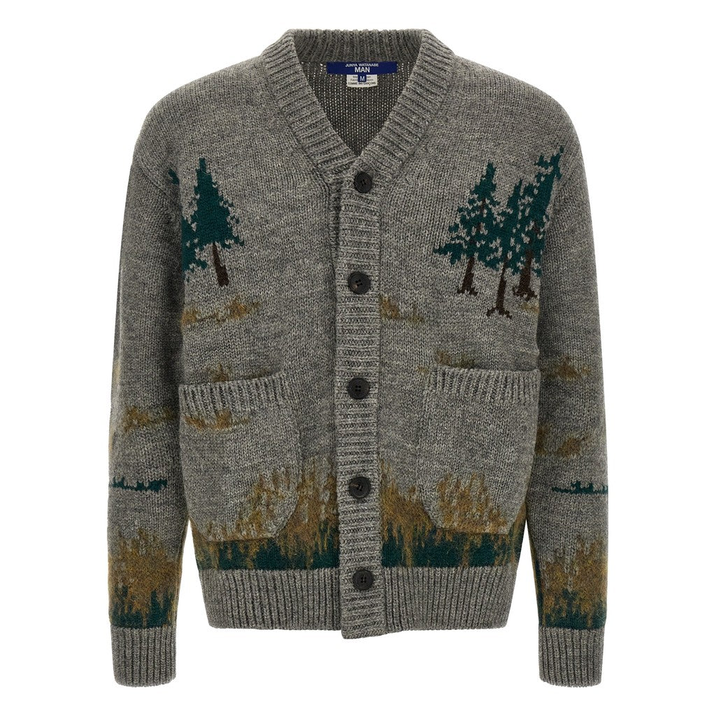 Junya Watanabe Gray Wool Cardigan for Men