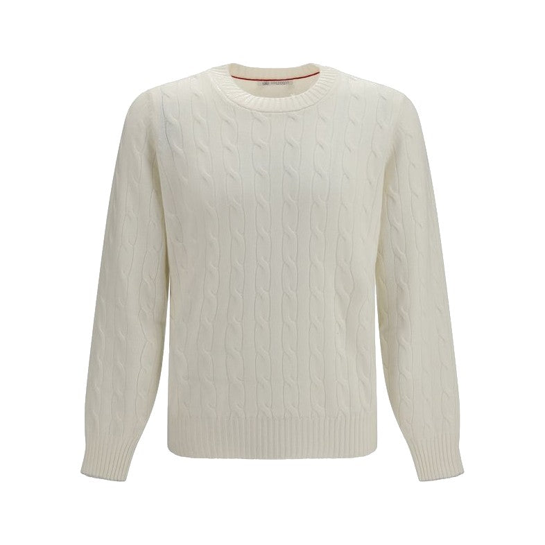Brunello Cucinelli White Cashmere Sweater for Men