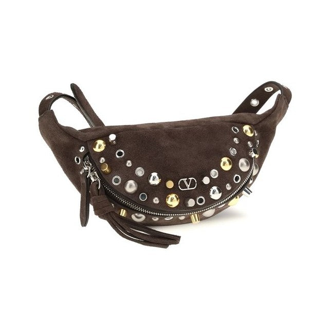 Valentino Garavani Brown Calf Leather Bos Taurus Shoulder Bag for Men
