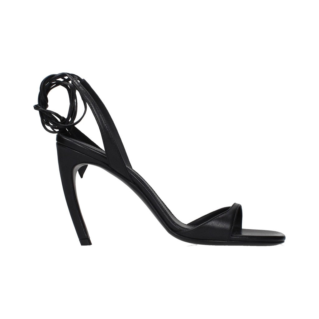 The Attico Black Leather Stiletto Heel Sandals for Women