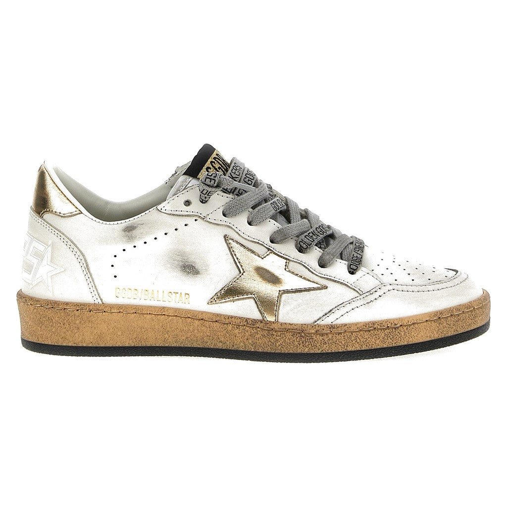 Golden Goose Gold Cowhide Low Top Sneakers for Women