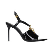 Balmain Black Leather Stiletto Heel Sandals for Women