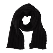 Dolce & Gabbana Black Virgin Wool Knitted Unisex Warmer Shawl Scarf