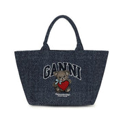 Ganni Blue Cotton Shoulder Bag for Women