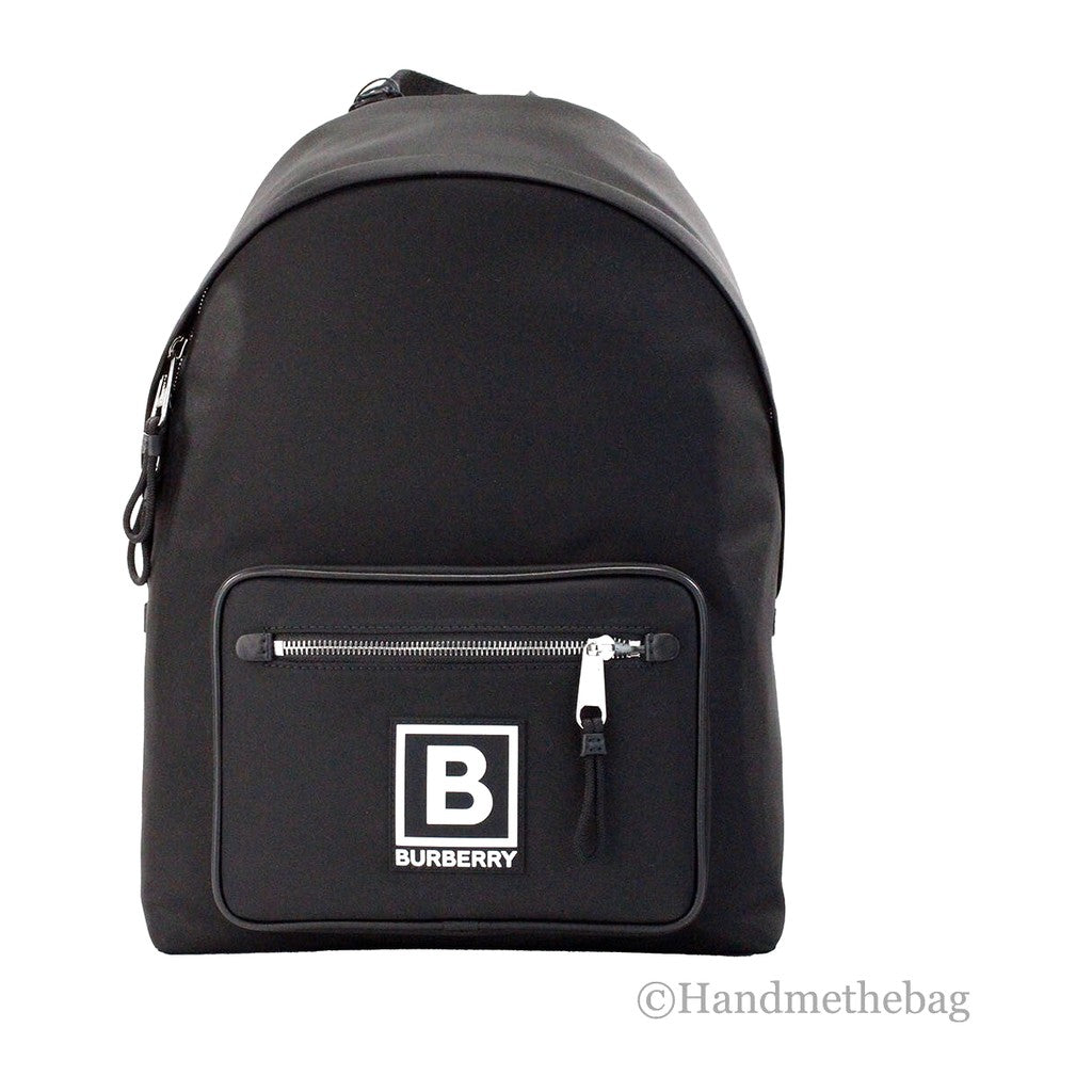 Burberry Abbeydale Branded Stamp Black Nylon Backpack Shoulder Bookbag for Men