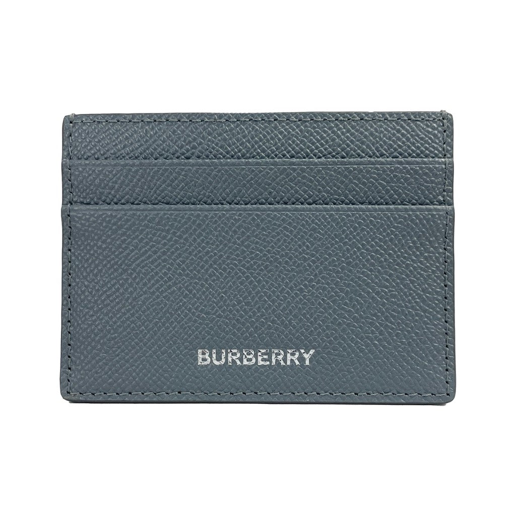 Burberry Sandon Business Small Grey Grained Leather Card Case Wallet for Men