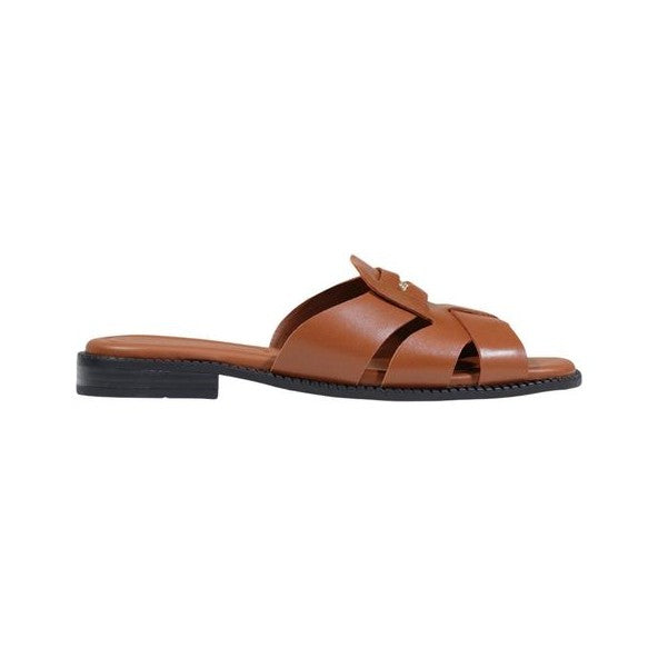 Tommy Hilfiger Brown Leather Flat Sandals for Women