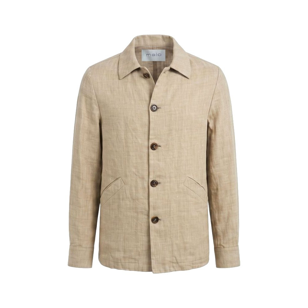 Malo Beige Linen Men Jacket