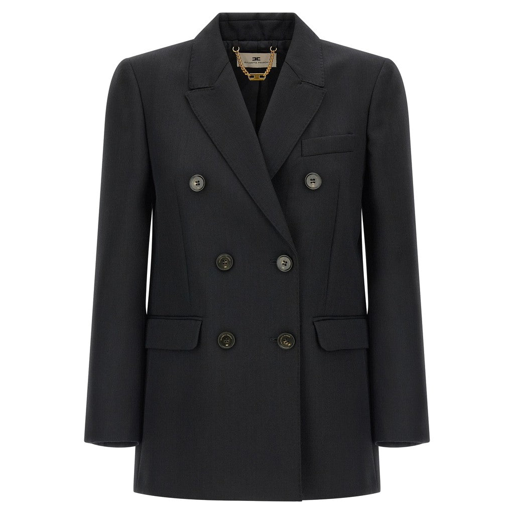 Elisabetta Franchi Black Virgin Wool Blazer for Women