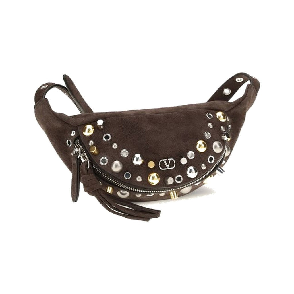 Valentino Garavani Brown Calf Leather Bos Taurus Shoulder Bag for Men