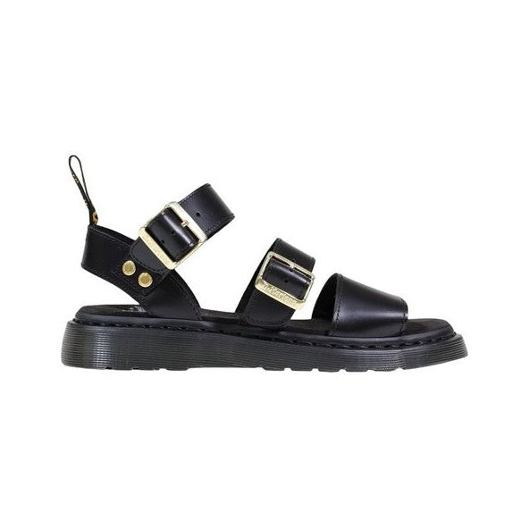 Dr. Martens Black Leather Flat Sandals for Women