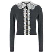 Self-Portrait Gray Wool Cardigan for Women
