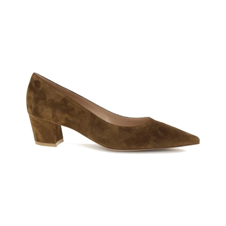 Gianvito Rossi Brown Suede Leather Mid Heel Pumps for Women