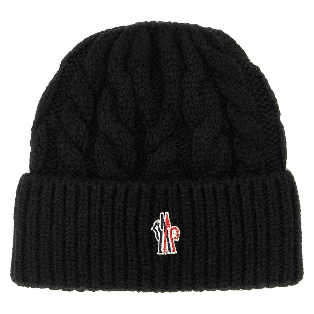 Moncler Grenoble Black Virgin Wool Beanie for Women