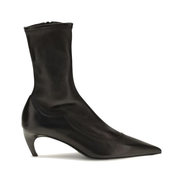 Khaite Black Calf Leather Bos Taurus Ankle Boots for Women