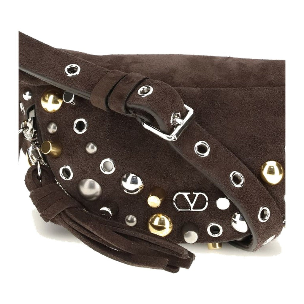 Valentino Garavani Brown Calf Leather Bos Taurus Shoulder Bag for Men