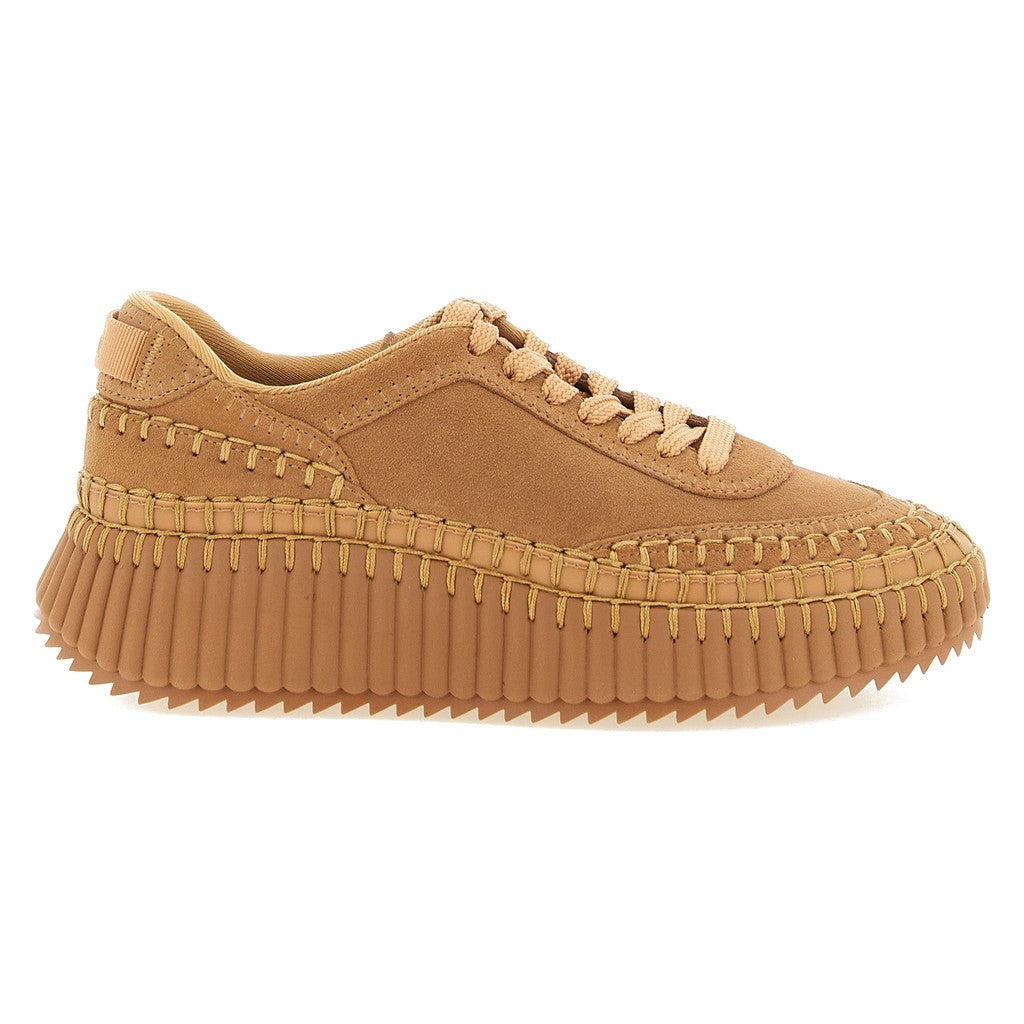 Chloé Beige Polyester Platform Sneakers for Women