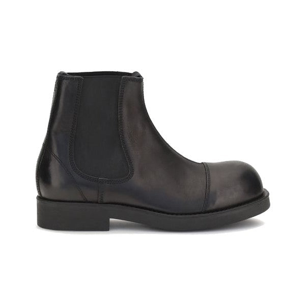 MM6 Black Calf Leather Bos Taurus Chelsea Boots for Men