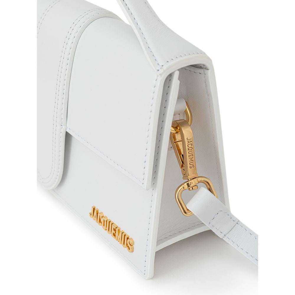 Jacquemus White Leather Handbag featuring elegant gold hardware and a chic design